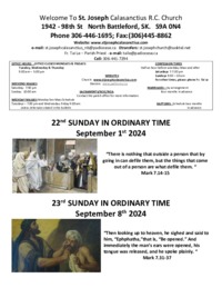 Sundays September 1 & 8 2024